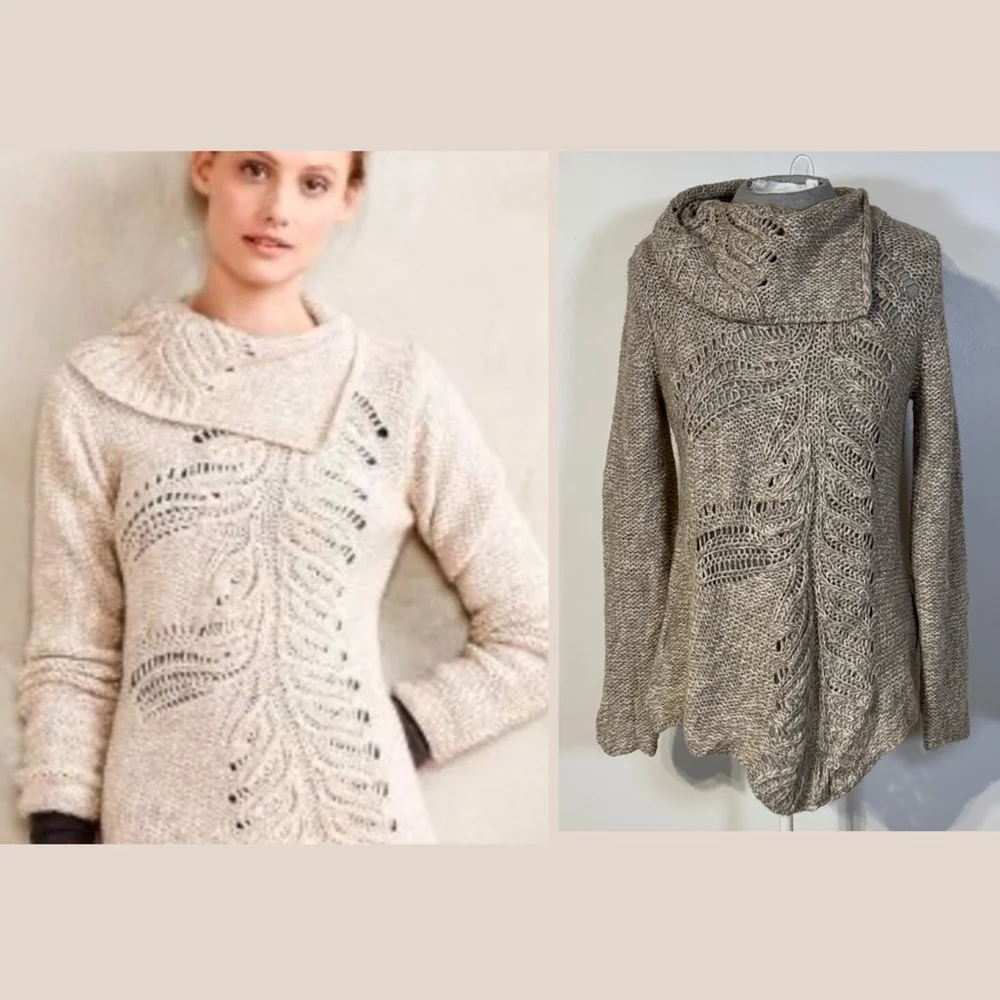 Anthropologie Moth Turtleneck Sweater Brown Beige Women’s Small Alpaca Blend - Picture 1 of 15